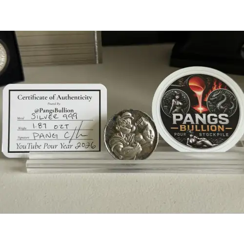 Popeye Hand-Poured Silver - 1.87 OZT .999 Fine Silver