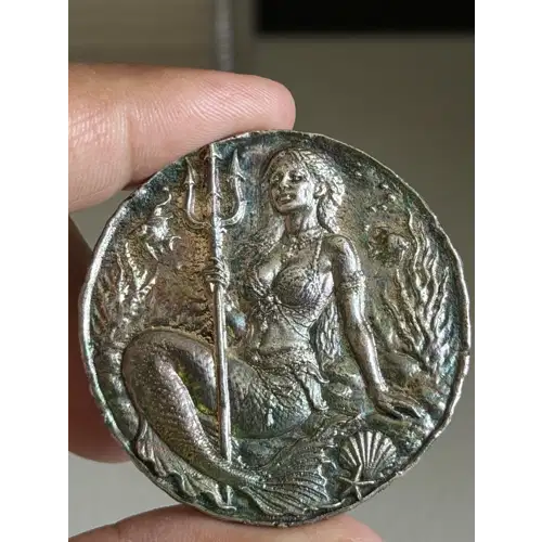 Trident Mermaid Hand-Poured Silver - 1.84OZT .999 Fine Silver
